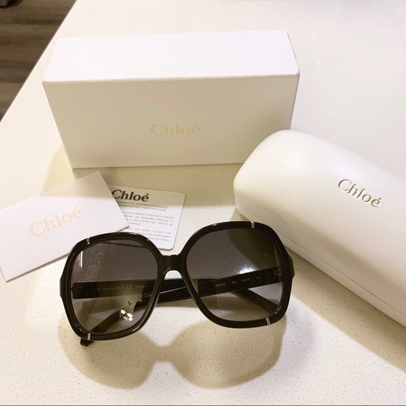 Chloe Accessories - Black Silver Gradient Square Frame Sunglasses